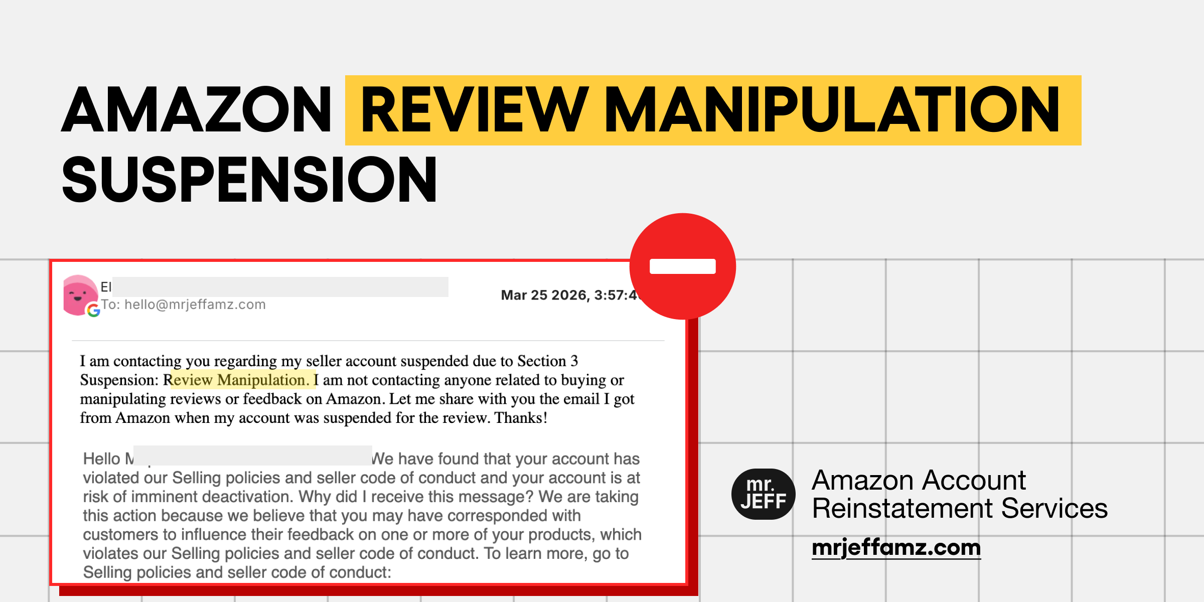 Amazon seller account deactivated due to suspected review manipulation